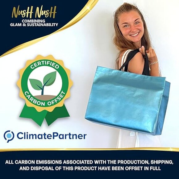 Aqua Blue Gift Bags XL Size – Set of 12 Reusable Extra Large Gift Bags - Picture 3 of 4